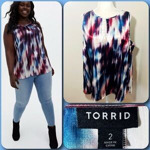 TORRID Multi Tie-Dye Stripe Shine Gauze Satin Swing Tank Blouse - 2X